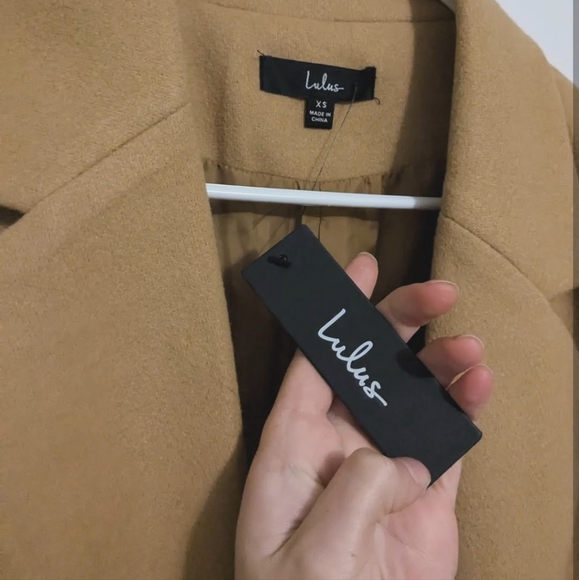 NWT Lulu's Style Squad Tan Long Coat with Classic Tailored Style - Picture 5 of 7